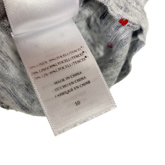Rails Girls Linen T Shirt Top Heart Print Gray Red - Picture 5 of 5